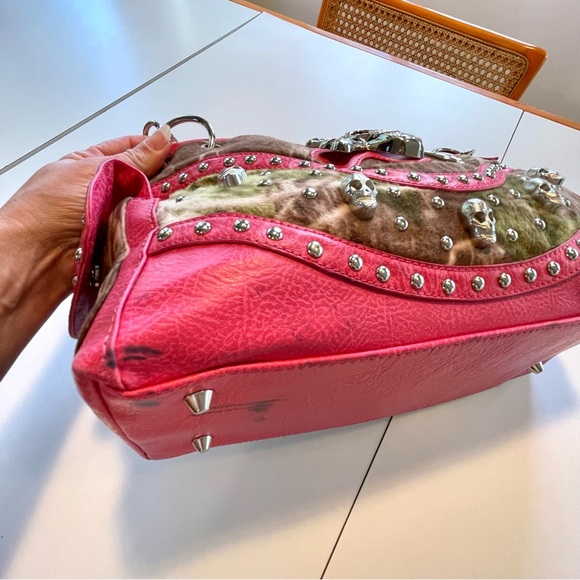 Vtg Y2k Mcbling Purse Pink Camo Shoulder Bag Rhinestones - Picture 7 of 10